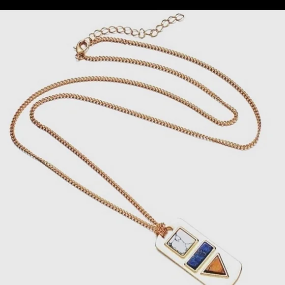 NWT-BOHO Natural Stone Long Chain Necklace - Picture 2 of 2